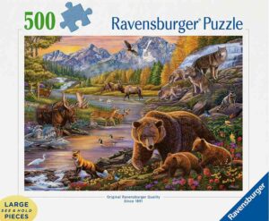 Wilderness palapeli on Ravensburgerin 500 palan Large Format ‑palapeli, villieläimet ja luonto palapeli