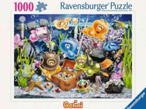 Gelini In Underwater Fun on Ravensburgerin 1000 palan palapeli, jossa seikkaillaan värikkäässä Gelini‑hahmojen vedenalaisessa maailmassa.