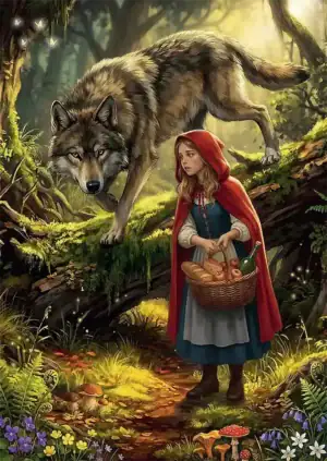 Little Red Riding Hood and the Wolf palapeli on Treflin Premium Plus Quality ‑sarjan 500 palan palapeli.