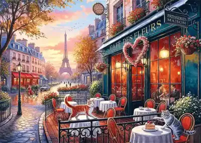 Love in Paris on Treflin Premium Plus Quality -sarjan 500 palan palapeli, joka sijoittuu romanttiseen Pariisiin. Pariisi-palapeli