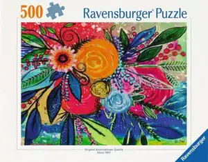 Colour Blast on 500 palan palapeli, jossa korostuvat voimakkaat ja kirkkaat värit. Kuvituksen on tehnyt taiteilija Robin Mead.