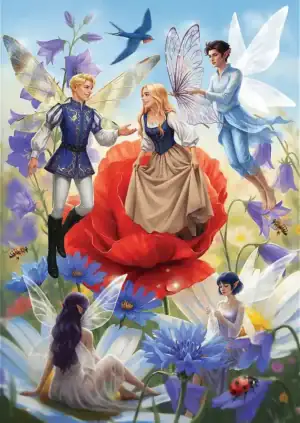 Enchanted Fairy Tales: Thumbelina-palapeli on Treflin Premium Plus Quality ‑sarjan 500 palan palapeli Peukalo-Liisa palapeli