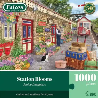 Falcon de Luxe Station Blooms palapeli 1000 palaa vie idyllisen rautatieaseman tunnelmaan.