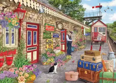 Falcon de Luxe Station Blooms palapeli 1000 palaa vie idyllisen rautatieaseman tunnelmaan.