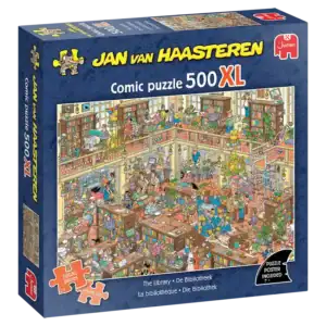 Jan van Haasteren The Library palapeli 500 XL palaa, jossa on tavallista isommat palat.