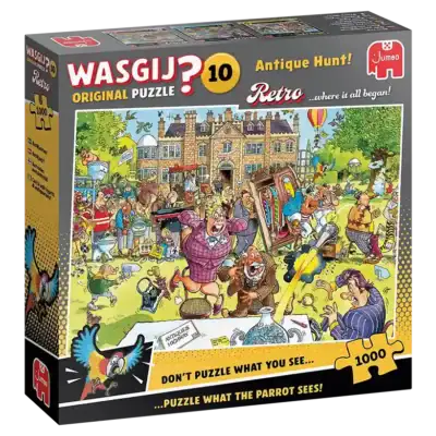 Wasgij Retro Original 10 Antique Hunt! -palapeissä päästään antiikkimarkkinoille.