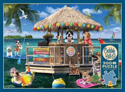 Cobble Hill Splash Zone palapeli 500 palaa on Bob Giordanon kuvittama kesäinen koirapalapeli.