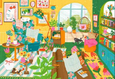 Pieces & Peace Home is Where the Cats are -palapeli on Sofia Cardoson kuvittama kissa-aiheinen 1000 palan palapeli.