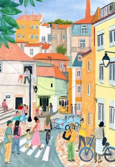 Pieces & Peace: Lisbon palapeli 1000 palaa on Laura Pagen kuvittama Lissabon-palapeli.