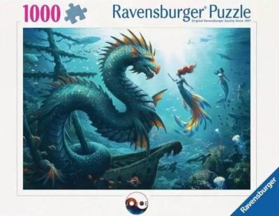 Ravensburger The Secret of Sea Monsters palapeli 1000 palaa vie meren syvyyksiin mystiseen ja yksityiskohtaiseen fantasiamaailmaan.