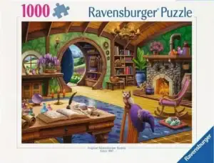 Ravensburger Charmed Cottage 1000 palan palapelissä astu taianomaiseen mökkiin, kuvitus Nathanael Mortensen