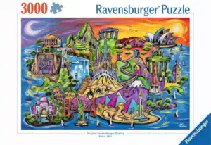 Isle of Sights palapeli 3000 palaa vie sinut mielikuvitusmatkalle maailman tunnetuimpiin nähtävyyksiin Ravensburger palapeli