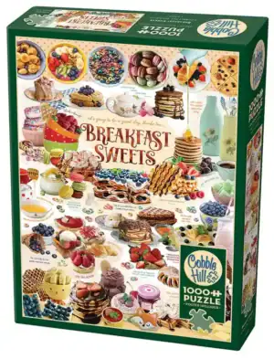Breakfast Sweets palapeli 1000 palaa on Cobble Hill -palapelimerkin aamiaisaiheinen kollaasipalapeli. 