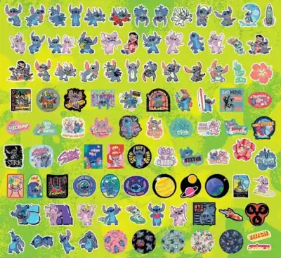Lilo & Stitch tarrasetti sisältää 100 irrallista tarraa Disneyn suosituista Lilo & Stitch -hahmoista.