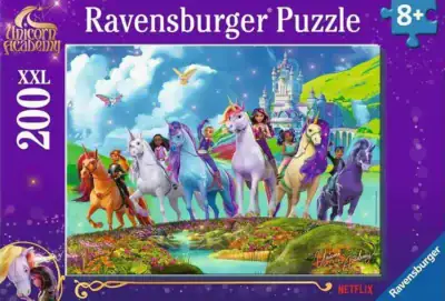 Ravensburger Unicorn Academy palapeli 200 XXL palaa johdattaa lapset taianomaiseen Unicorn Academyyn. Isommat XXL palat