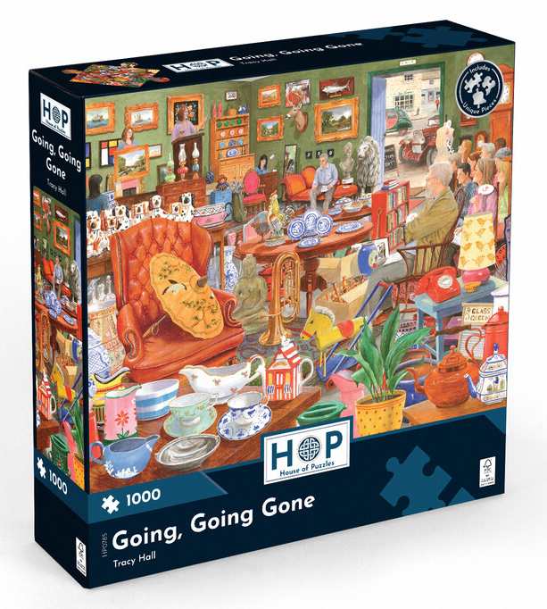 Going Going Gone palapeli on House of Puzzlesin 1000 palan palapeli, jossa Tracy Hallin kuvitus