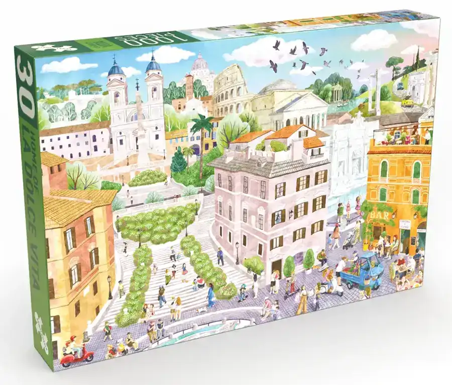 Home of La Dolce Vita on Penny Puzzlen 1000 palan Rooma-aiheinen palapeli, jonka on kuvittanut Gaia Marfurt.