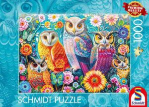 Schmidt Owls and Flowers palapeli 1000 palaa yhdistää viisaat pöllöt ja värikkään kukkaloiston