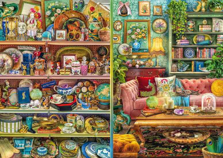 Schmidt Preloved Treasures, restyled palapeli 1000 palaa on Aimee Stewartin värikäs ja yksityiskohtainen palapeli