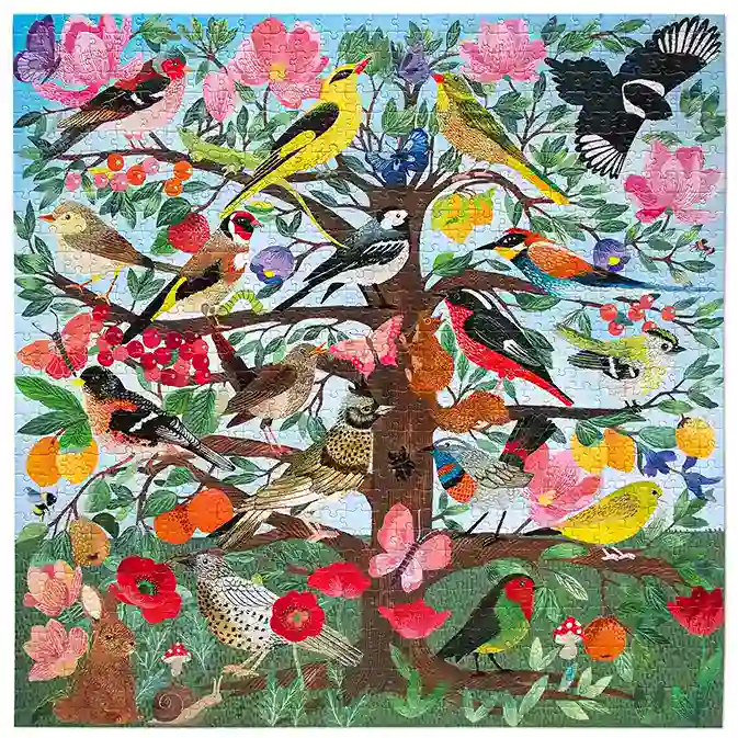 eeBoo French Medieval Songbirds palapeli 1000 palaa lintupalapeli