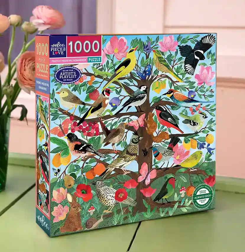 eeBoo French Medieval Songbirds palapeli 1000 palaa - Image 3