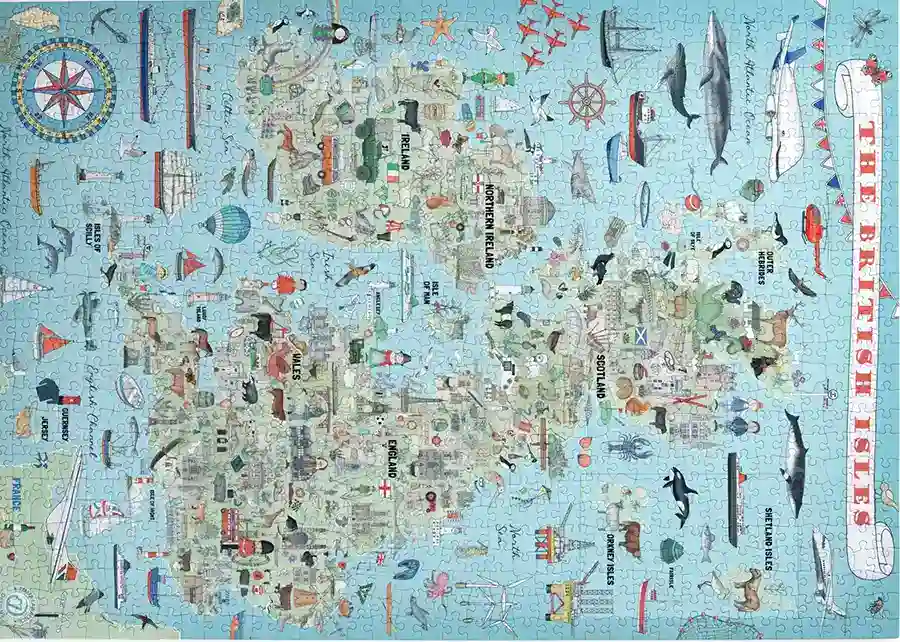 House of Puzzles The British Isles palapeli 1000 palaa Emma Lawrencen kuvittama