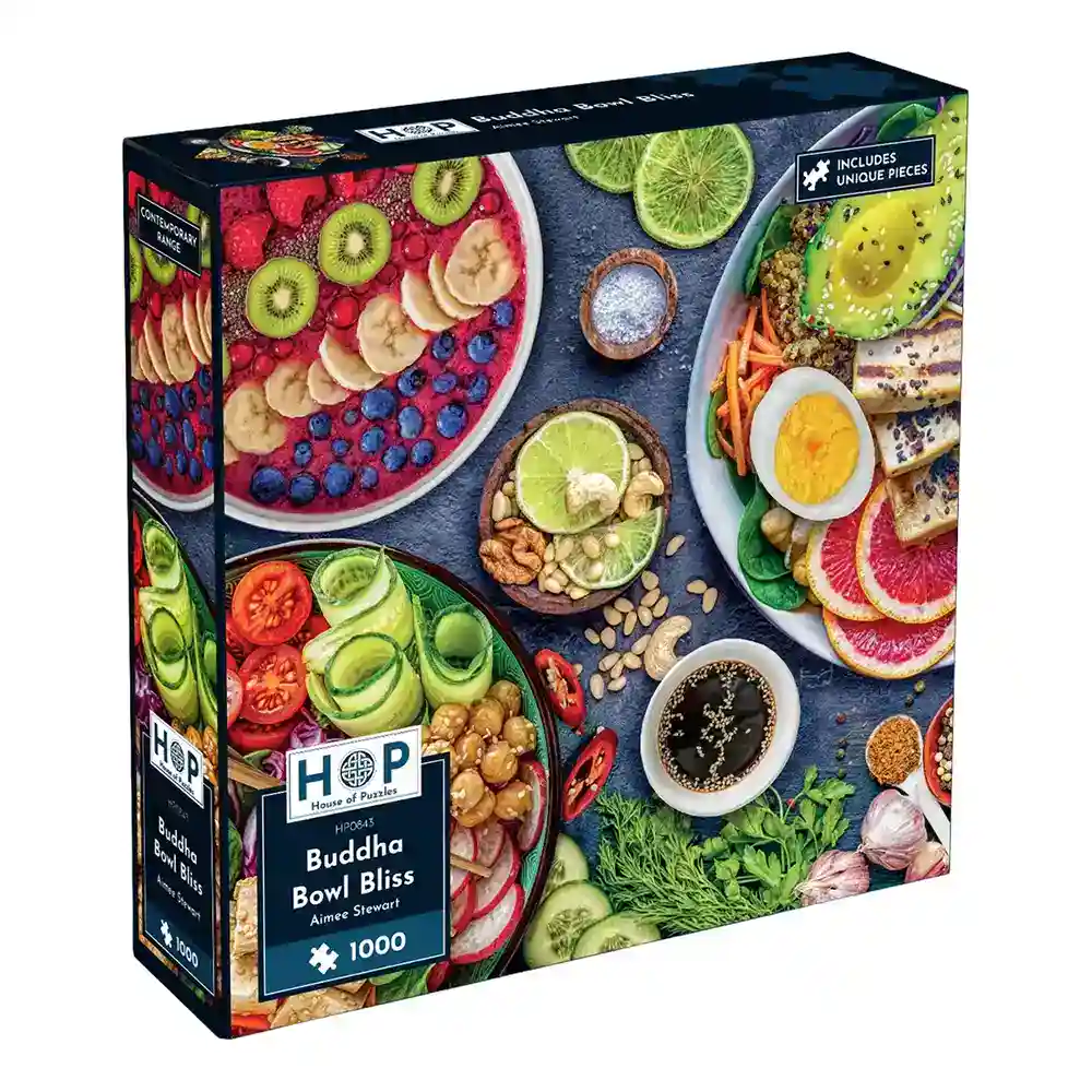 House of Puzzles Buddha Bowl Bliss palapeli 1000 palaa kuvitus Aimee Stewart