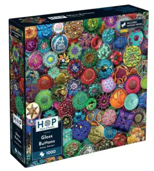 House of Puzzles Glass Buttons palapeli 1000 palaa kuvitus Aimee Stewart