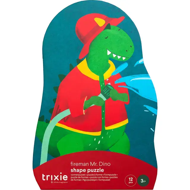Trixie Fireman Mr. Dino muotopalapeli 12 palaa palomies palapeli lapsille