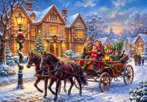 Alipson Puzzle Christmas Horse-Drawn Carriage Ride palapeli 1000 palaa joulupalapeli ja hevospalapeli