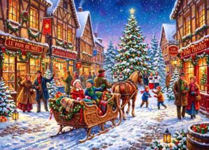 Bluebird Puzzle Christmas in the Village Centre palapeli 500 palaa joulupalapeli