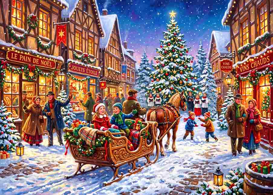 Bluebird Puzzle Christmas in the Village Centre palapeli 500 palaa joulupalapeli