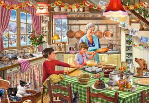 Bluebird Puzzle Grandma Christmas Baking palapeli 1000 palaa keittiö palapeli