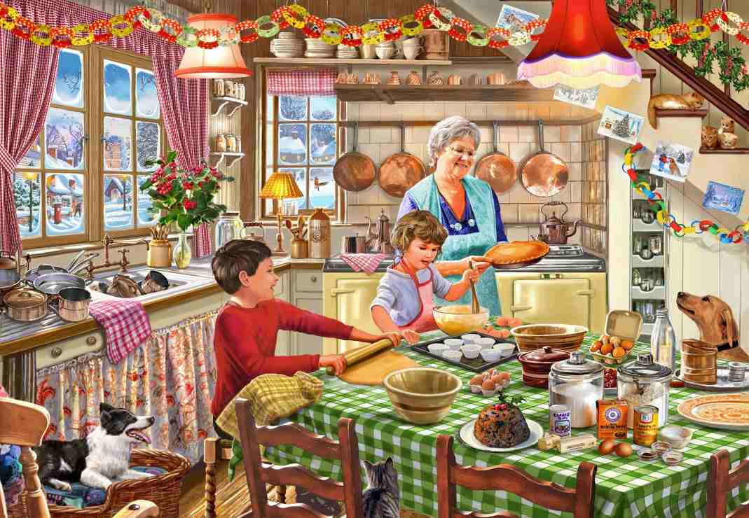 Bluebird Puzzle Grandma Christmas Baking palapeli 1000 palaa keittiö palapeli