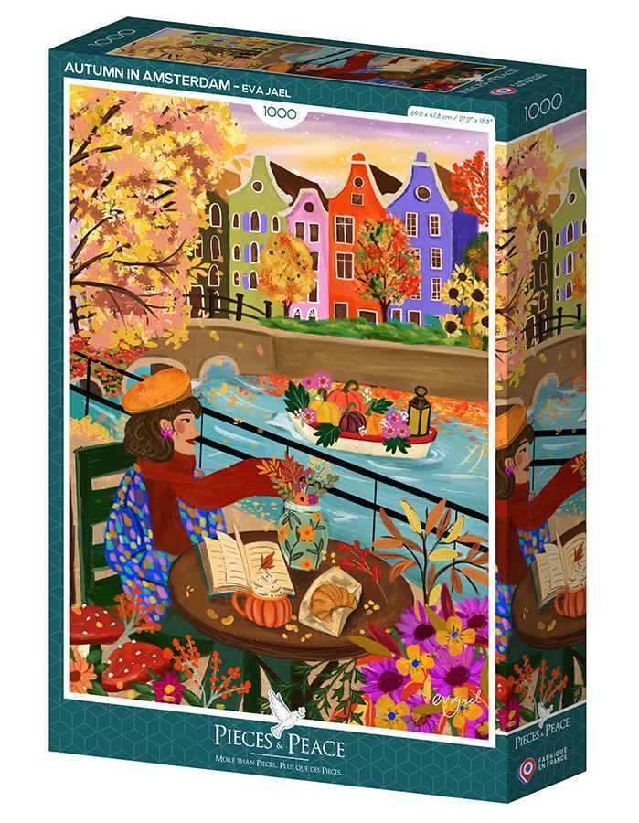 Pieces & Peace Autumn in Amsterdam on Eva Jaelin kuvittama 1000 palan palapeli