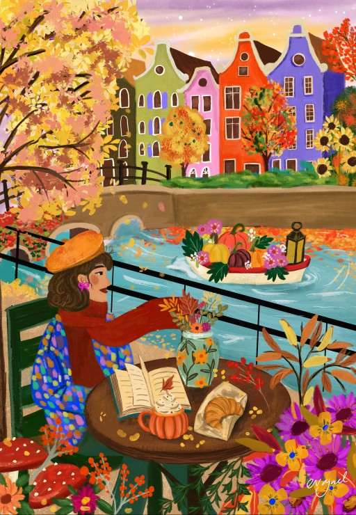 Pieces & Peace Autumn in Amsterdam palapeli 1000 palaa - Image 2